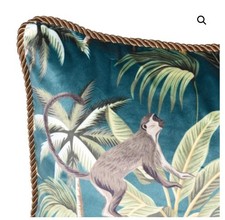 2 x a pair of Teal Velvet Monkey Cushion Covers 45cm X 45cm 