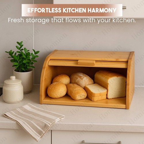 Bamboo roll top bread - bread, bin