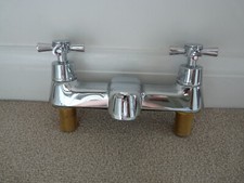 Bath mixer tap deck mounted, solid chrome plated heavy brass, with back nuts