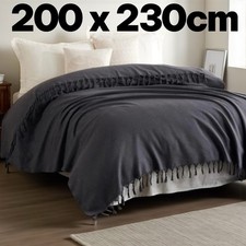 MILAM LONDON Throw Blanket Sofa Beds Chair Bedspreads Cotton Grey 200 x 230cm UK