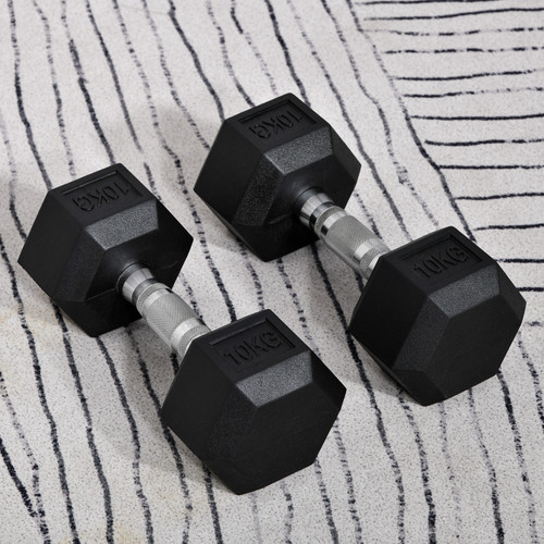 2x10kg rubber dumbbell sports - dumbbell,