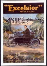Modern Postcard: Vintage Excelsior Motorbike Advertisement (Opie 01SD03)