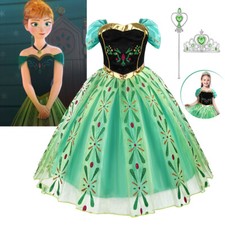 Girls Kids Party Costume Frozen Anna Fancy Dress Up Princess Role Cosplay Outfit