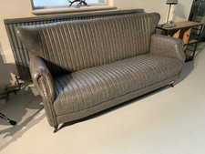 Chesterfield Wing Back Sofa 3 Seater Grey PU Leather UK Stock Collection Only