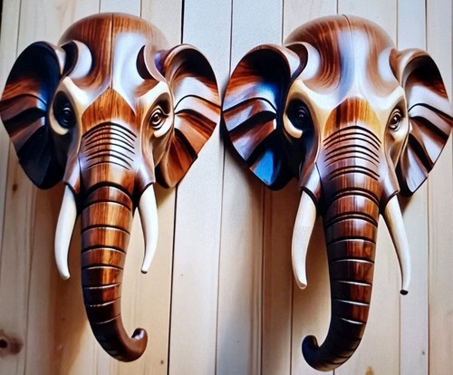 Pair elephant heads - pair, (flat)