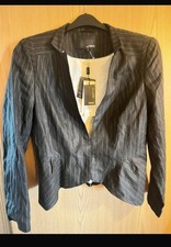 Next black stripe peplum suit