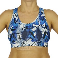 Ladies Blue Mix Pull On Sports Bra Soft Cup UK Medium Impact Size Crop Top Girls