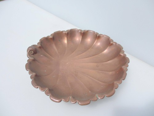 Antique copper tray pot - antique, dish