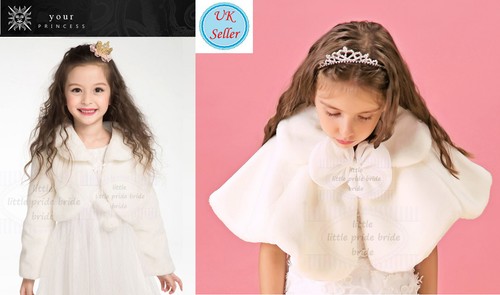 Children ivory faux fur - faux, shrug
