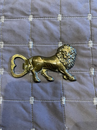 Vintage brass lion bottle - vintage,