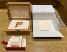 Genuine Original New Style Omega Wooden Watch Box with Travel Case + Card Wallet
