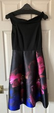Black And Pink Floral Pocketed Ted Baker dress size 2 (UK 10) ideal royal Ascot