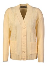 Cardigan for Women Ladies Long Sleeve Button Up Aran Cable Knitted Size 10-20