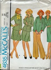 McCalls Sewing Pattern 4635 Dress Smock Blouse Trousers & Skirt Size 16 Uncut