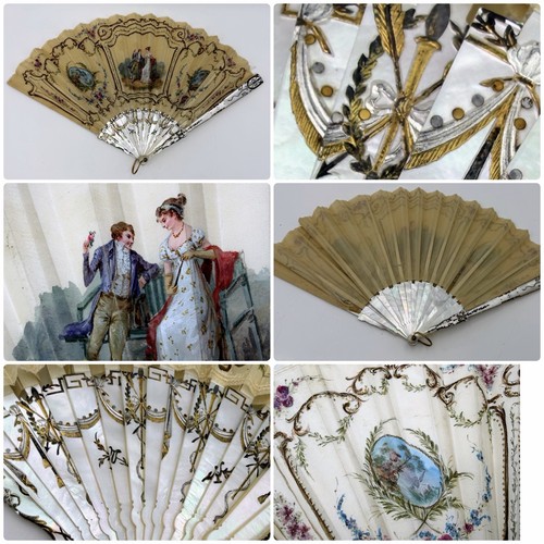 Antique french fan mother - french,