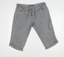 Mantaray Men's Grey Linen Cotton Cargo Shorts Size L Regular Fit