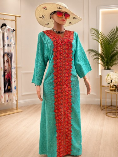 Turquoise red embroidered - turquoise,
