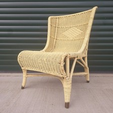 Vintage Cane Tub Lounge Chair Elite Cane Furniture - Painted Shabby French Style