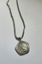 Vintage Silver Pentagon St Christopher Pendant and box chain