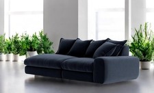 LOAF Wodge Modular Chaise Longue Sofa in Liquorice Blue Clever Velvet (1828)