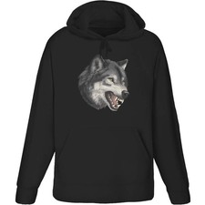 'Snarling Wolf Head' Adult Hoodie / Hooded Sweater (HO053205)