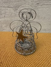 Wire Angel Tea Light Holder - Silver with Gold Star - 6” Tall