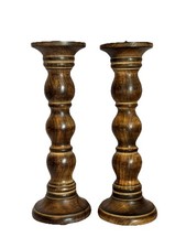Vintage Pair Of Wooden Pillar