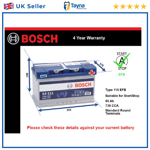Efb battery fits vauxhall - battery,