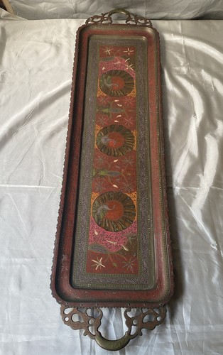 Vintage enameled brass - enameled, tray