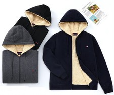 Mens Sherpa Lined Hoodie Zip Up Fleece Jacket Warm Winter Sweatshirt Casual