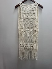 Cream Crochet Long Waistcoat