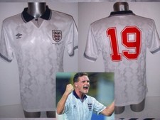 England 1990 Gascoigne / Lineker Retro Shirt Jersey NEW Football Score Draw