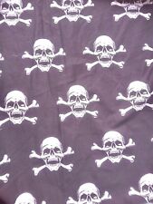 1m sq of white + black  large skull fabric poly cotton gothic pirate halloween