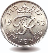 1952 sixpence coin british - Very Fine - Superb Condition - George VI
