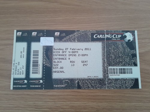 Ticket 2011 league cup final - ticket,