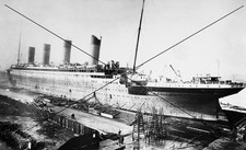 Photograph of Titanic being