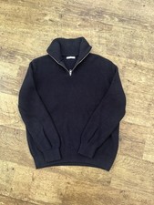 Zara Men’s 1/4 Zip Knit Jumper Black Large