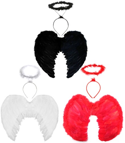Ladies feather wings and - wings, halo