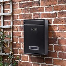 Secure Personalised Post Box Black Wall Mounted Mailbox with Combination Lock UK
