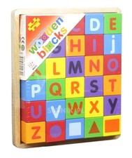 Bigjigs ABC Wooden Blocks Building Blocks with Tray - 12m+ - Brand New in Box
