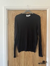 Topman Thin Knit Long Sleeve Black Workwear School Jumper Size Small