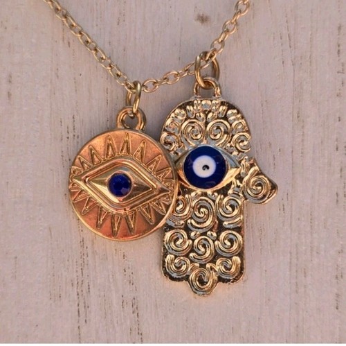 Long hamsa evil eye necklace - hamsa/evil,