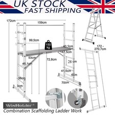3-in-1 Combination Ladder Scaffold Multi-purpose Aluminium Platform StepLadder