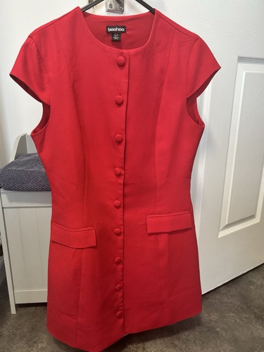 Boohoo red shift dress - uk, 10