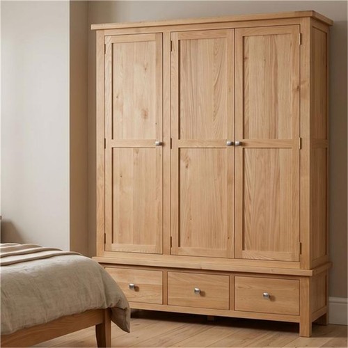 Oak triple wardrobe with - wardrobe,