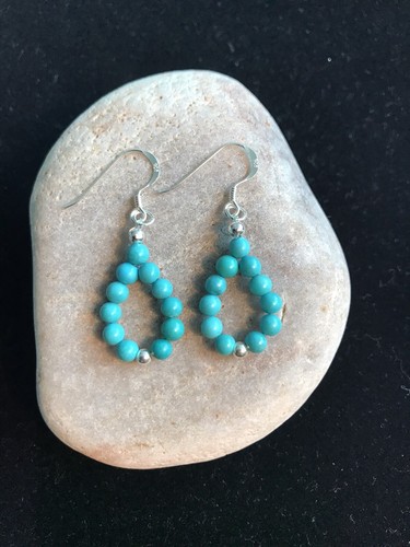 Genuine turquoise beaded loops - beaded,