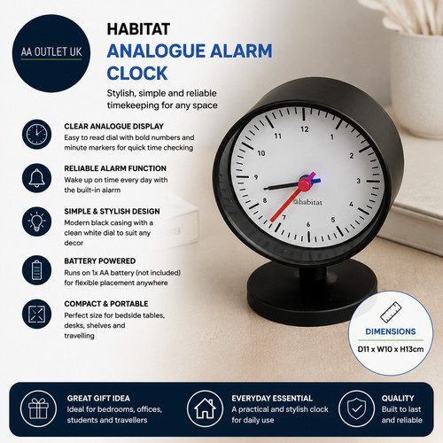 Habitat analogue alarm clock - analogue,