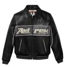 Men Avirex Black Real Bomber