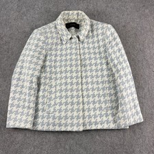 Zara Jacket Womens Size Medium blue White Dogtooth Blazer Button