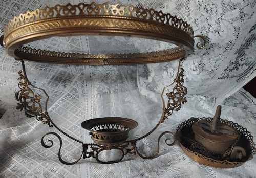 Antique hanging oil lamp - hanging, frame